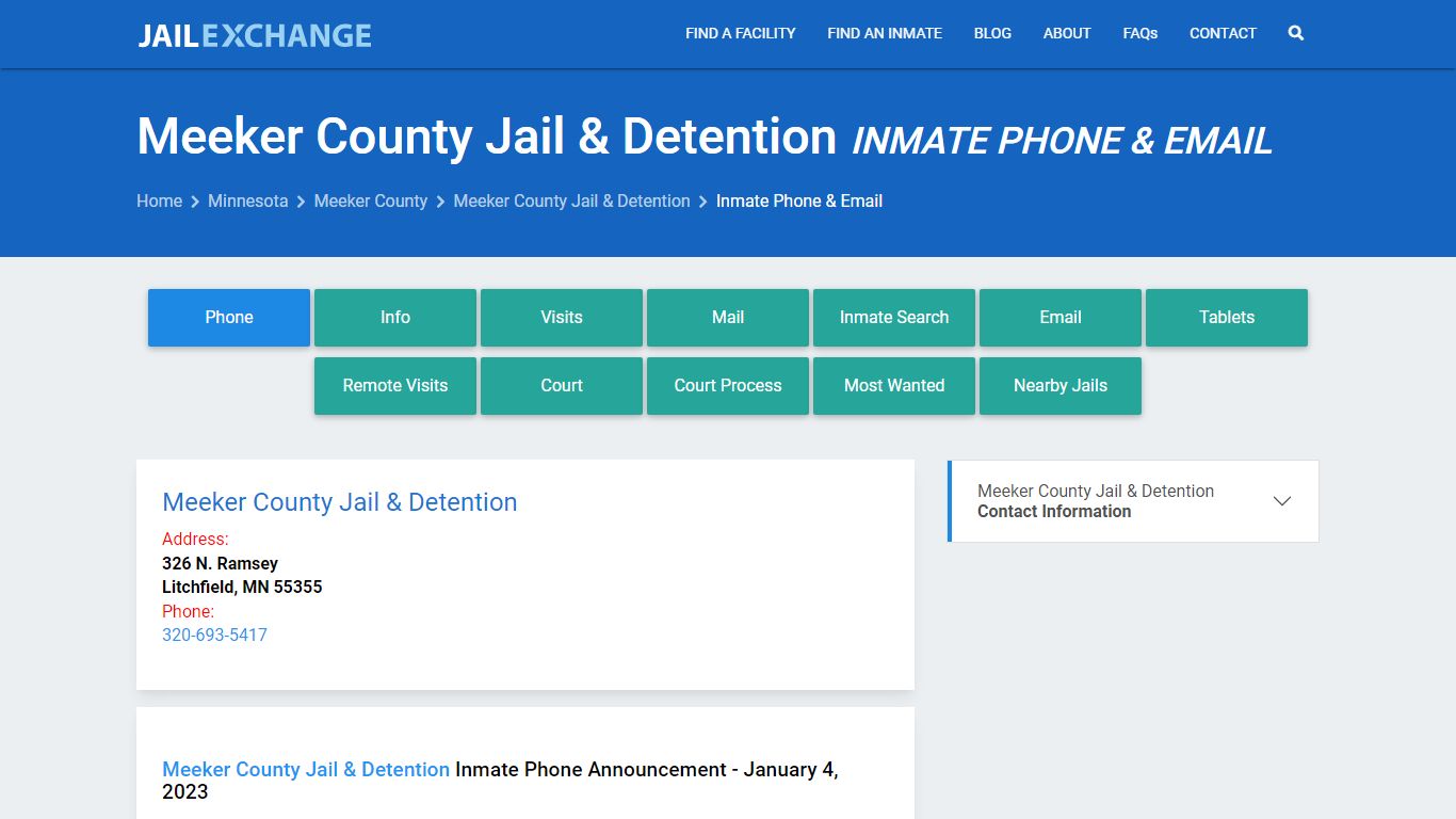 Inmate Phone - Meeker County Jail & Detention, MN - Jail Exchange