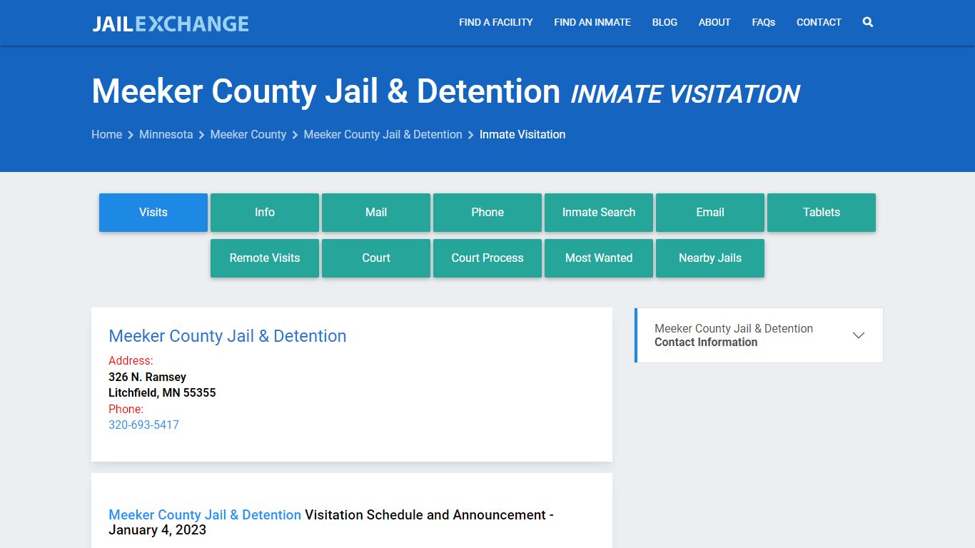 Inmate Visitation - Meeker County Jail & Detention, MN